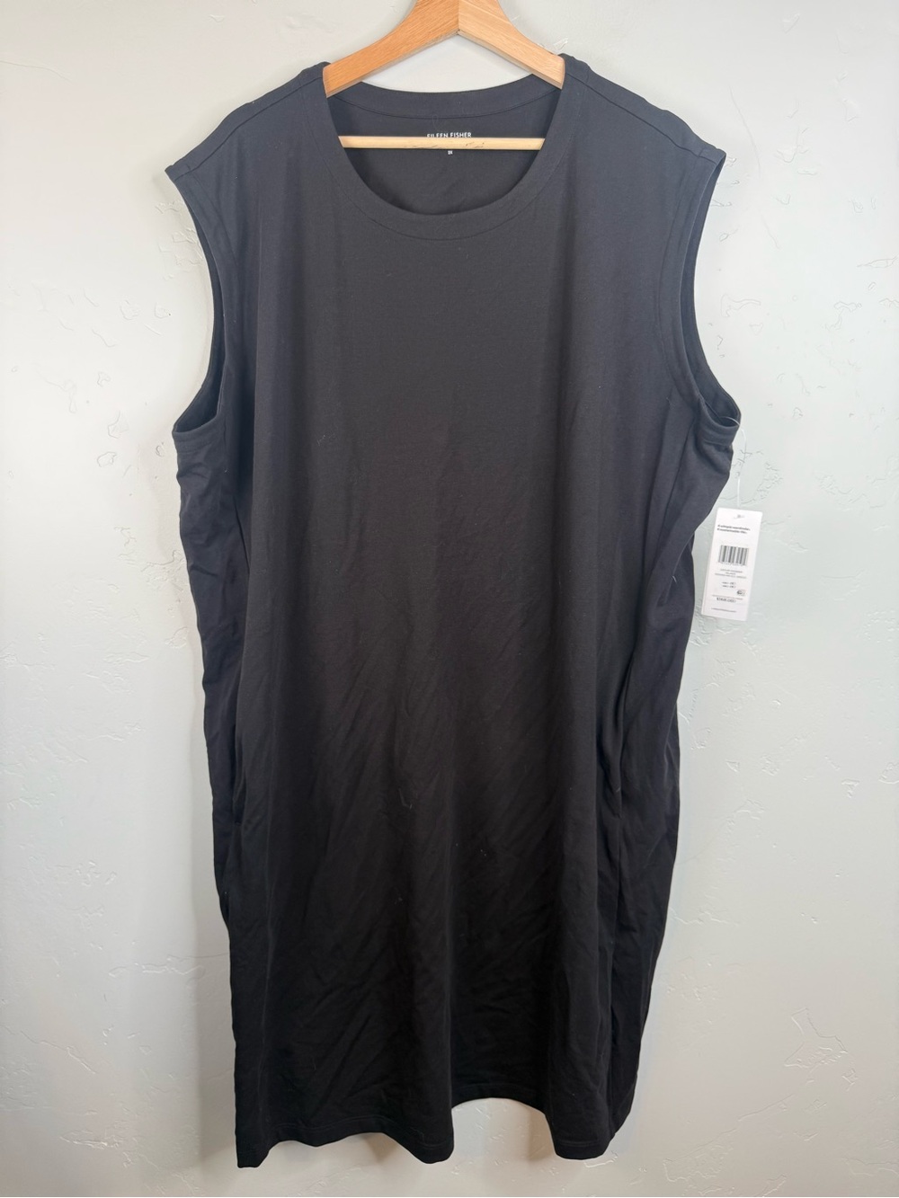 NWT Eileen Fisher Pima Cotton Stretch Jersey Tank Dress w/ Pockets Dress Size 2X - Picture 4 of 11
